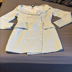 Women's Light Blue Double-Breasted Blazer Dress
